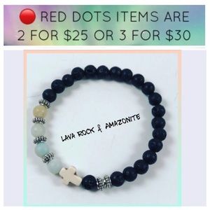 🔴SALE ! Women or men lava rock cross bracelet